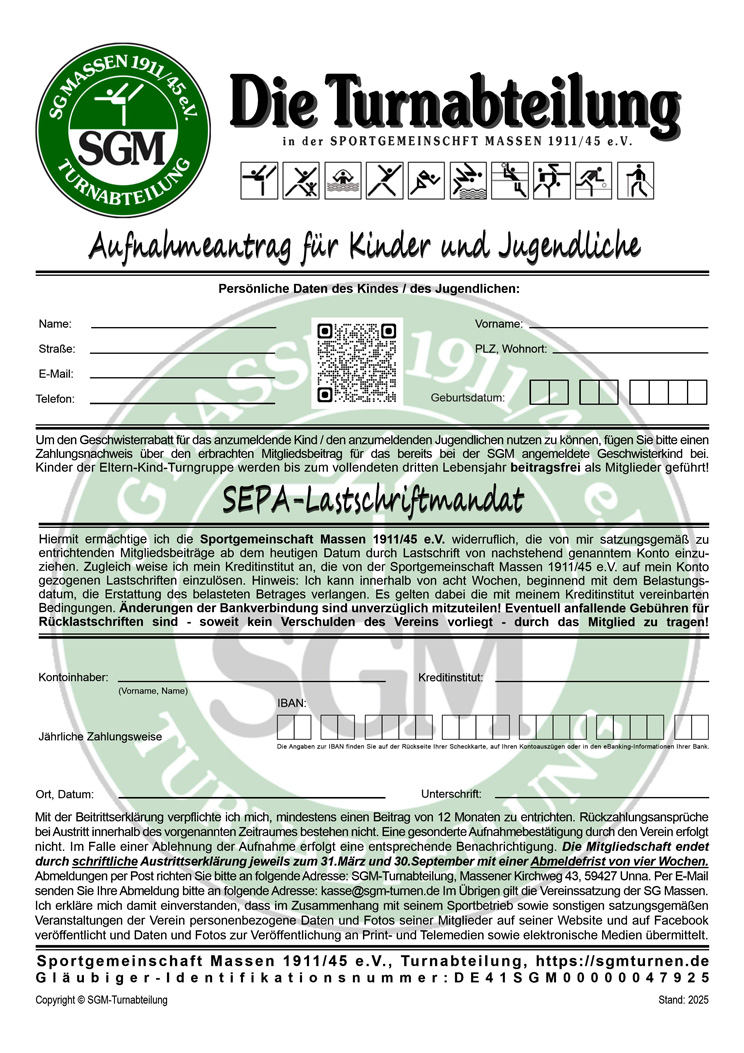 Aufnahmeantrag Jugend